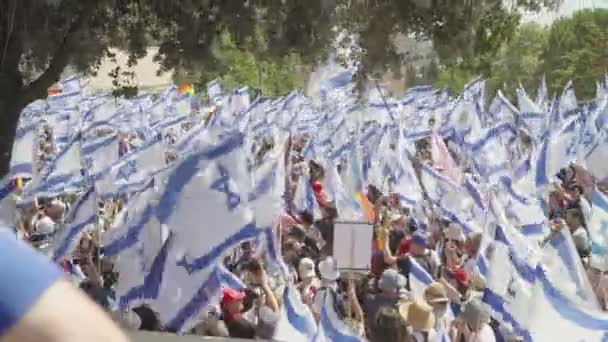 Jerozolima Israel Lipca 2023 Demonstranci Maszerują Ulicami Miasta — Wideo stockowe