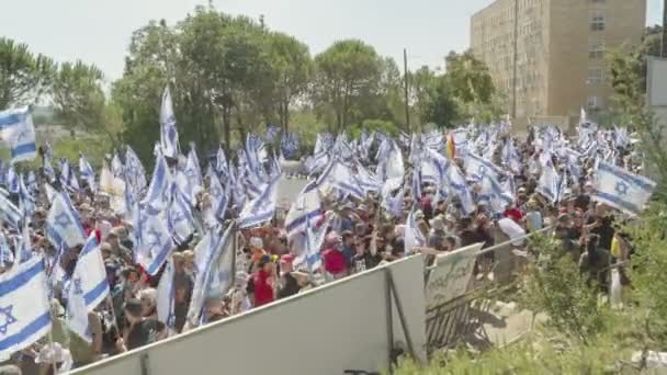 Єрусалим Ізраїль Липня 2023 Демонстранти Йдуть Міських Вулицях — стокове відео