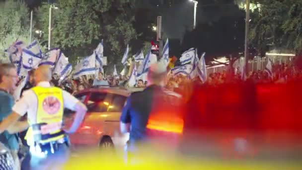 Jeruzalém Israel Července2023 Demonstranti Pochodující Ulicích Města — Stock video