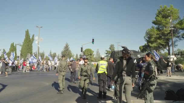 Jeruzalem Israël Juli 2023 Demonstratoren Confronteren Politie Tijdens Rellen — Stockvideo