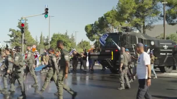 Jérusalem Israel Juillet 2023 Manifestants Marchant Dans Les Rues Ville — Video