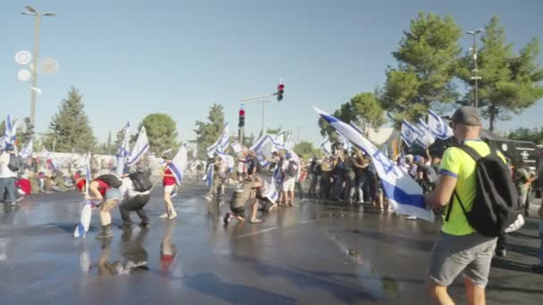 Jérusalem Israel Juillet 2023 Manifestants Marchant Dans Les Rues Ville — Video