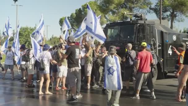 Jeruzalem Israël Juli 2023 Demonstratoren Marcheren Door Straten Van Stad — Stockvideo