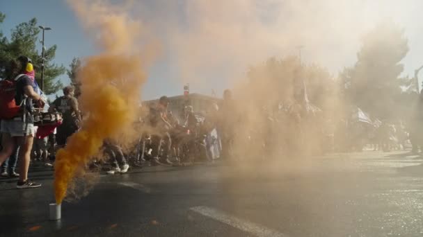 Yerusalem Israel Juli 2023 Para Demonstran Berbaris Jalan Jalan Kota — Stok Video
