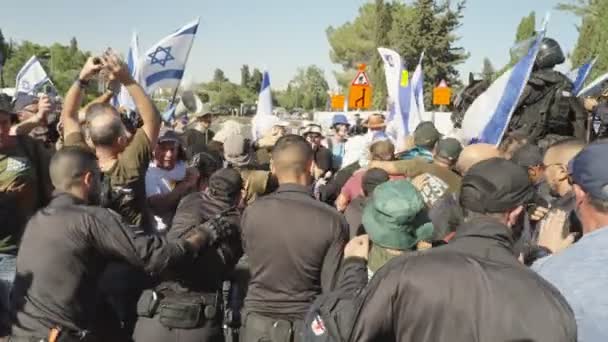Jerusalén Israel Julio 2023 Manifestantes Marchando Por Las Calles Ciudad — Vídeos de Stock