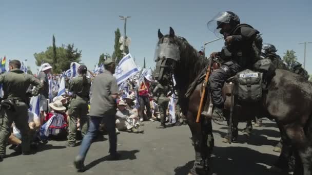 Jerusalem Israel Juli 2023 Demonstranten Marschieren Durch Die Straßen Der — Stockvideo