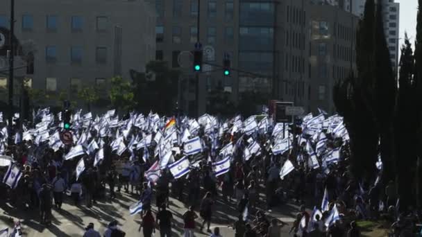 Jerusalem Israel Juli 2023 Demonstranter Marsjerer Byens Gater – stockvideo