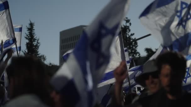 Jerusalém Israel Julho 2023 Manifestantes Marchando Pelas Ruas Cidade — Vídeo de Stock