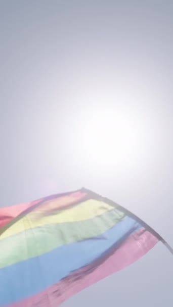 Slow Motion Rainbow Flag Waving Pride Parade — Stock Video