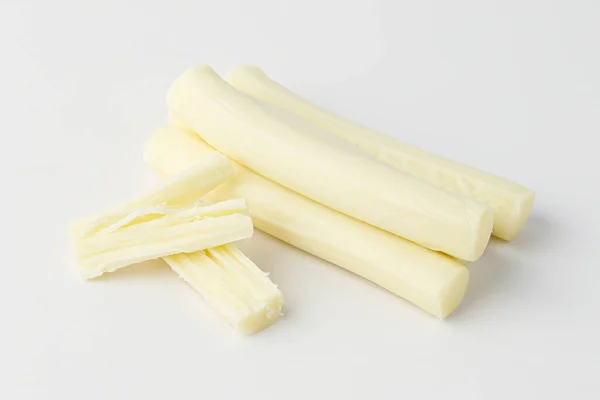 Käse Saitenkäse Isoliert Auf Weißem Hintergrund — Stockfoto