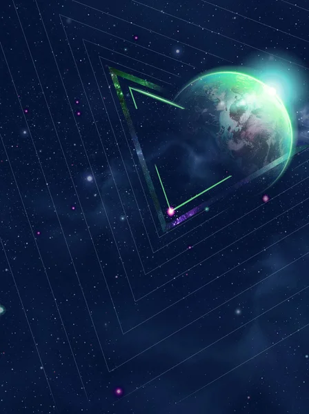 Evrendeki uzay gezegenleri, yıldızlar ve galaksiler.