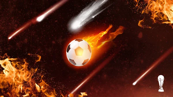 Μπάλα Ποδοσφαίρου Φλόγες Στο Έδαφος — Φωτογραφία Αρχείου