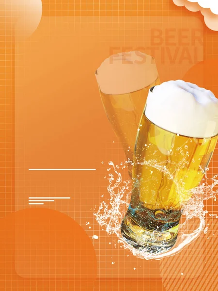 Buz küplü bira bardağı ve bir fincan kahve. vektör illüstrasyonu