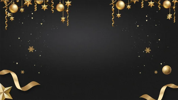 christmas background with golden stars and gold glitter.
