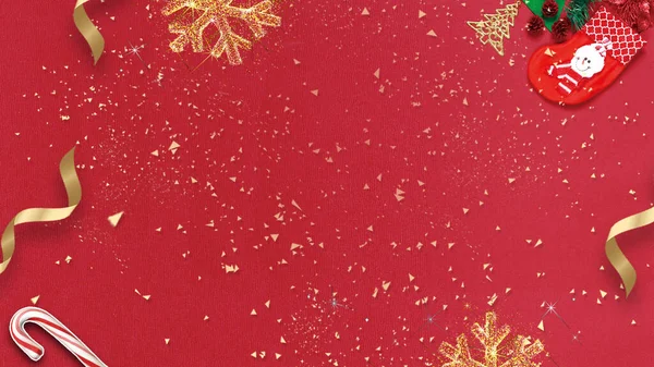Fondo Navidad Con Copos Nieve Rojos Blancos — Foto de Stock