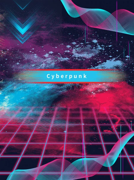 Cyberpunk Abstrakcyjna Cyfrowa Tapeta Minimalistyczne Tło — Zdjęcie stockowe