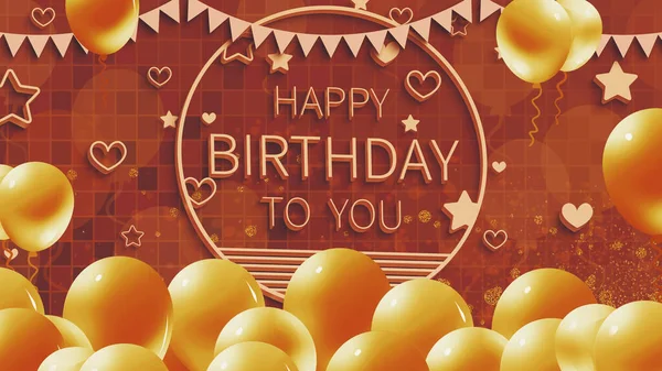 Happy Birthday Card Balloons Confetti Illustration — Stock Photo, Image