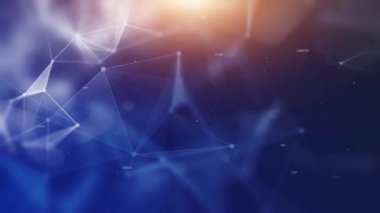 Parlak çizgiler ve noktalarla soyut bir arkaplan. İş sunumu için modern geleceksel model. Teknoloji gelecek parçacıkları noktaları birleştiriyor. Akıllı arkaplan videosu