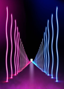 Neon ışıkları, duman, 3D görüntüleme