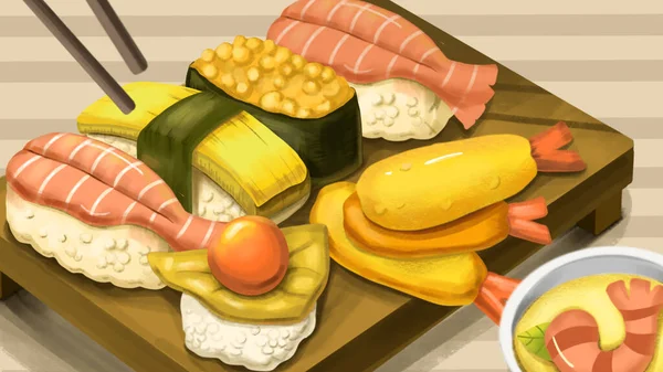 Illustration Sushi Fish — Stock Photo, Image