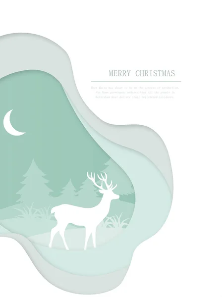 Geyik ve ren geyikleriyle Noel kartı.
