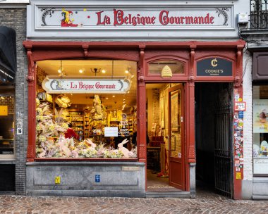 Bruges, Belçika 'da resim ve geleneksel dükkan