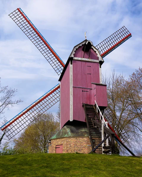 Bruges, Belçika, Avrupa 'daki eski yel değirmeni