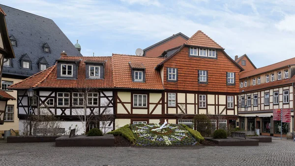 Bela Arquitetura Famosa Cidade Medieval Quedlinburg Saxônia Anhalt Alemanha Europa — Fotografia de Stock