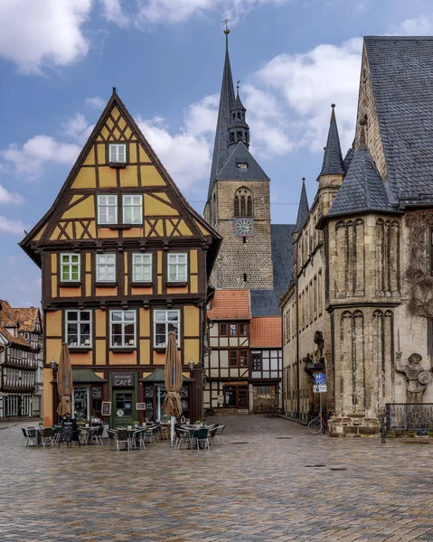 Прекрасна Архітектура Відомого Середньовічного Міста Кведлінбург Саксонія Ангальт Німеччина Європа — стокове фото