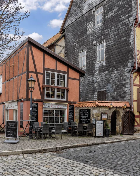 Ünlü Ortaçağ Şehri Quedlinburg Güzel Mimarisi Saksonya Anhalt Almanya Avrupa — Stok fotoğraf