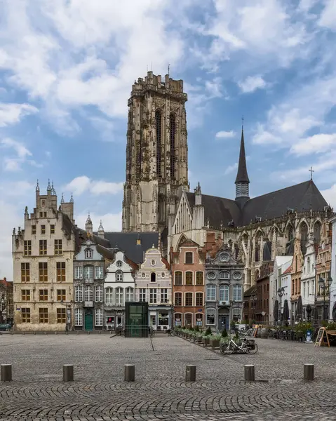 Mechelen Belçika Nın Tarihi Binaları Caddeleri — Stok fotoğraf