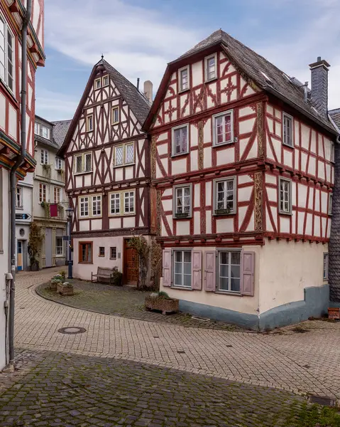 부르크 Der Lahn Hessen 독일의 도시에있는 오래된 마을의 역사적인 중심부에있는 — 스톡 사진