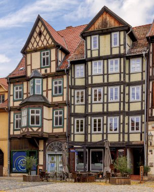 Quedlinburg, Saksonya Anhalt, Almanya 'daki güzel ortaçağ binaları