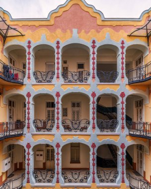 Budapeşte 'deki ünlü eski binanın yeni sanat bahçesi.
