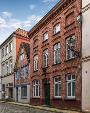 Almanya 'nın eski Lauenburg şehrinin manzarası