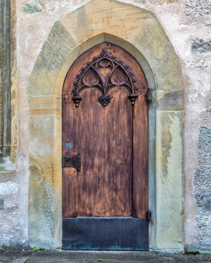 Rothenburg ob der Tauber şehrindeki eski binalara inanılmaz bir cephe.