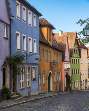 Rothenburg ob der Tauber, Bavyera, Almanya 'da renkli cepheler