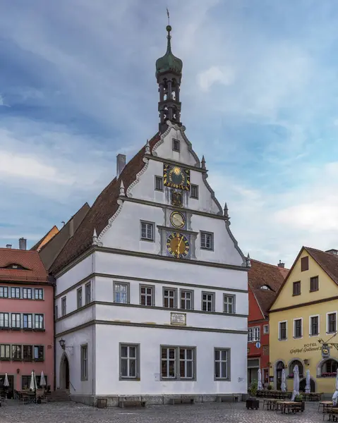 Rothenburg ob der Tauber, Bavyera, Almanya 'daki eski kasaba manzarası.