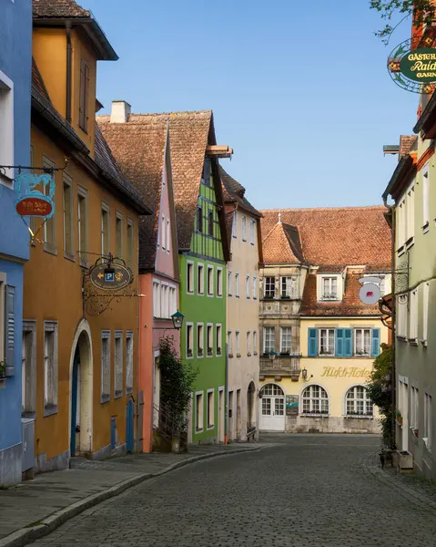 stock image Colorful facades in the city of Rothenburg ob der Tauber, Bavaria, Germany
