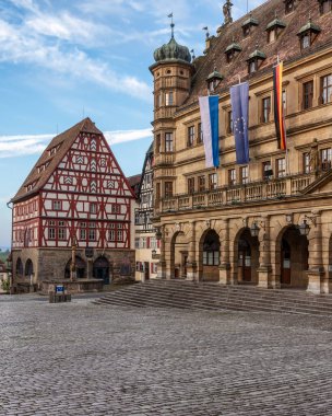 Almanya 'nın Rothenburg ob der Tauber kentindeki eski kasaba meydanı.