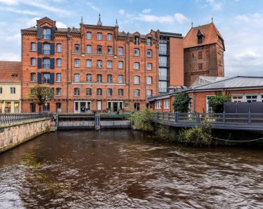 Eski Lueneburg, Aşağı Saksonya, Almanya 'daki ünlü Stint Market' in güzel manzarası