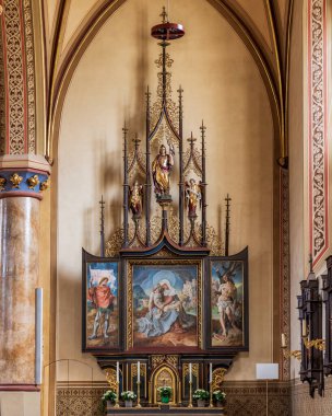Mary Church 'ün Garmisch-Partenkirchen, Bavyera, Almanya' daki Varsayımının güzel iç mekanı