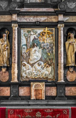 The beautiful interior of the St. Kornelius Church and its amazing ornamentation and decoration clipart