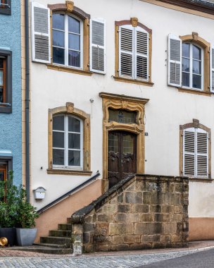 Güzel eski şehir Vianden, Lüksemburg, Avrupa