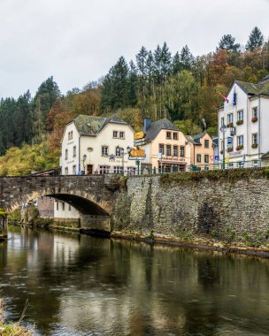 Güzel eski şehir Vianden, Lüksemburg, Avrupa
