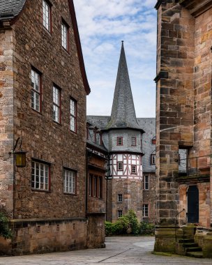 Eski Marburg, Hesse, Almanya 'daki güzel eski mimari