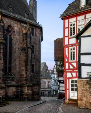 Eski Marburg, Hesse, Almanya 'daki güzel eski mimari