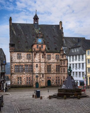 Marburg, Hesse, Almanya 'daki güzel ortaçağ belediye binası.