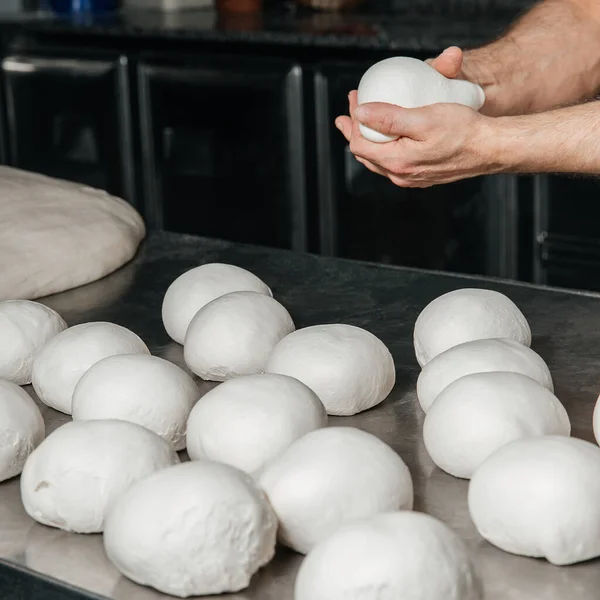 stock image Pizza maker and dough balls for baking