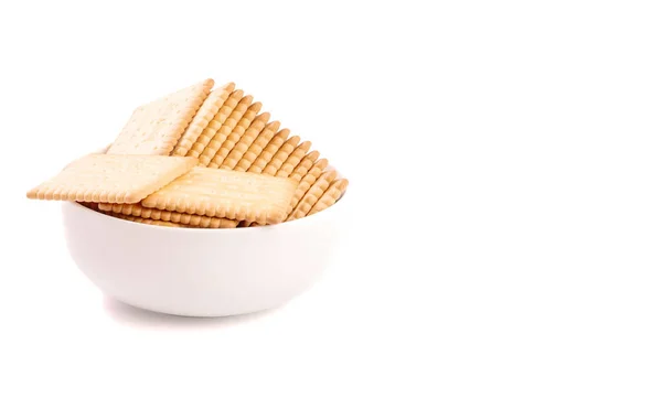 Crackers Shot Close Macro Lens White Background Restaurant Food Concept — Stock Photo, Image